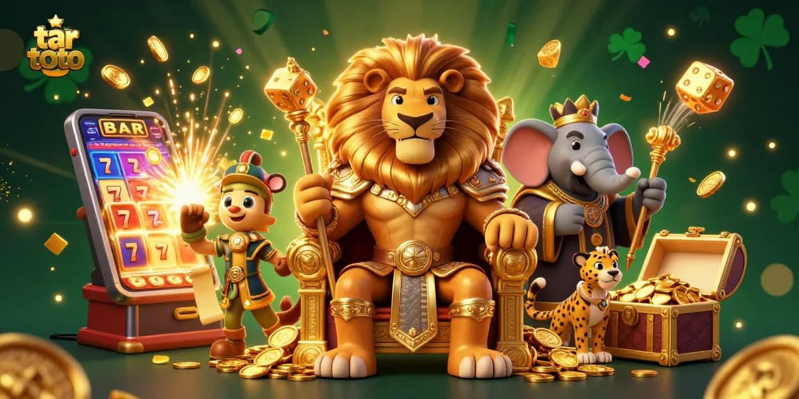 Experience the excitement of tar toto with a fierce lion king and thrilling casino elements.