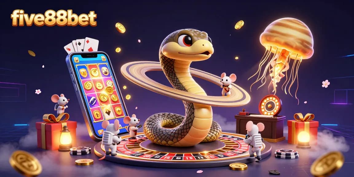 Engaging five88bet casino scene featuring vibrant characters and dynamic gaming elements.