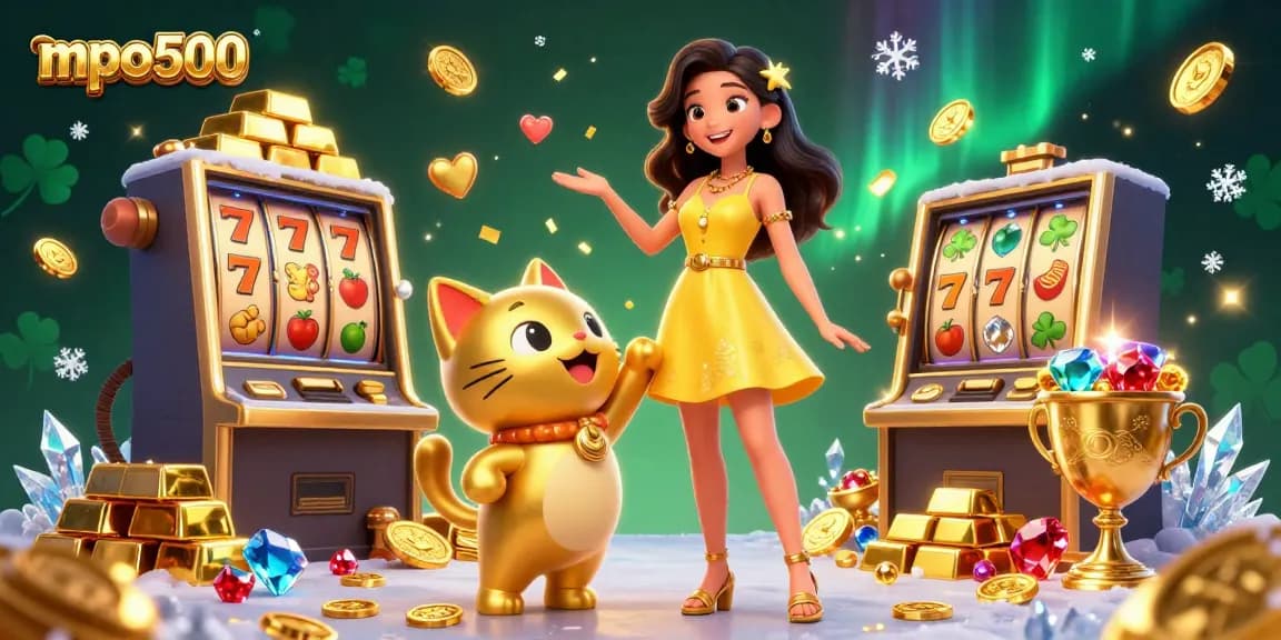 Experience excitement with mpo500 in a vibrant casino scene filled with treasures and joy.