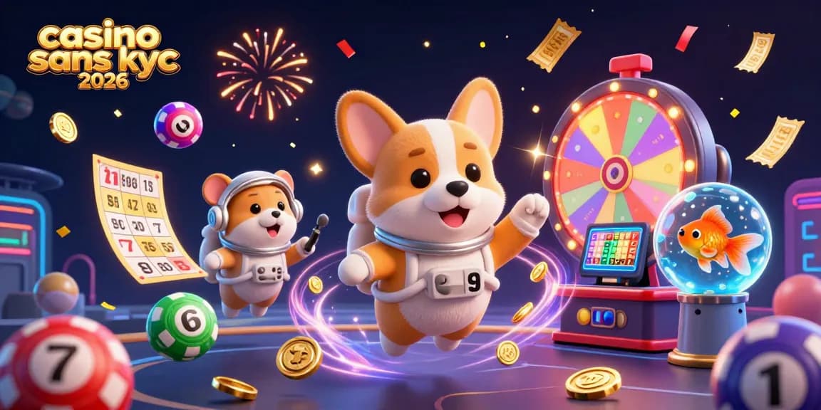 Profitez des jeux dans un casino sans KYC 2026 avec un corgi astronaute flottant dans un casino spatial.