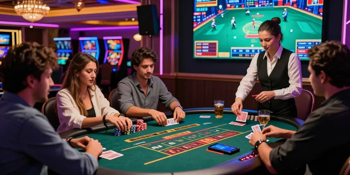 Engaged players enjoying the Andar Bahar game at a lively casino.