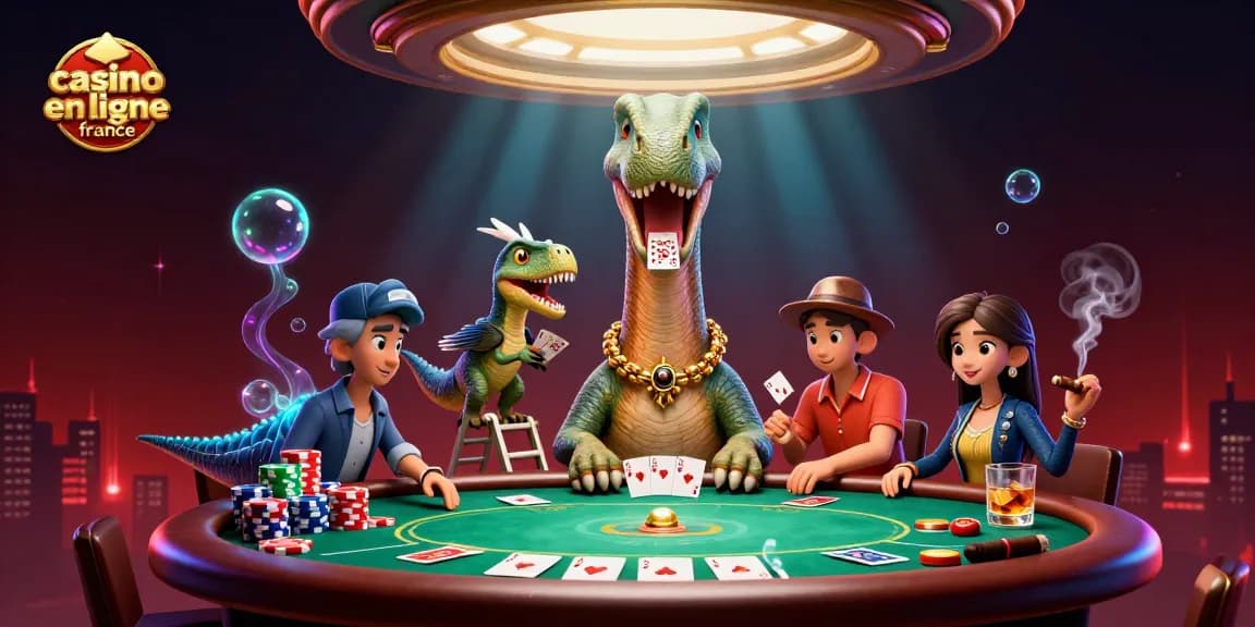 Jouez au casino en ligne France avec des personnages animés dans un environnement vibrant.