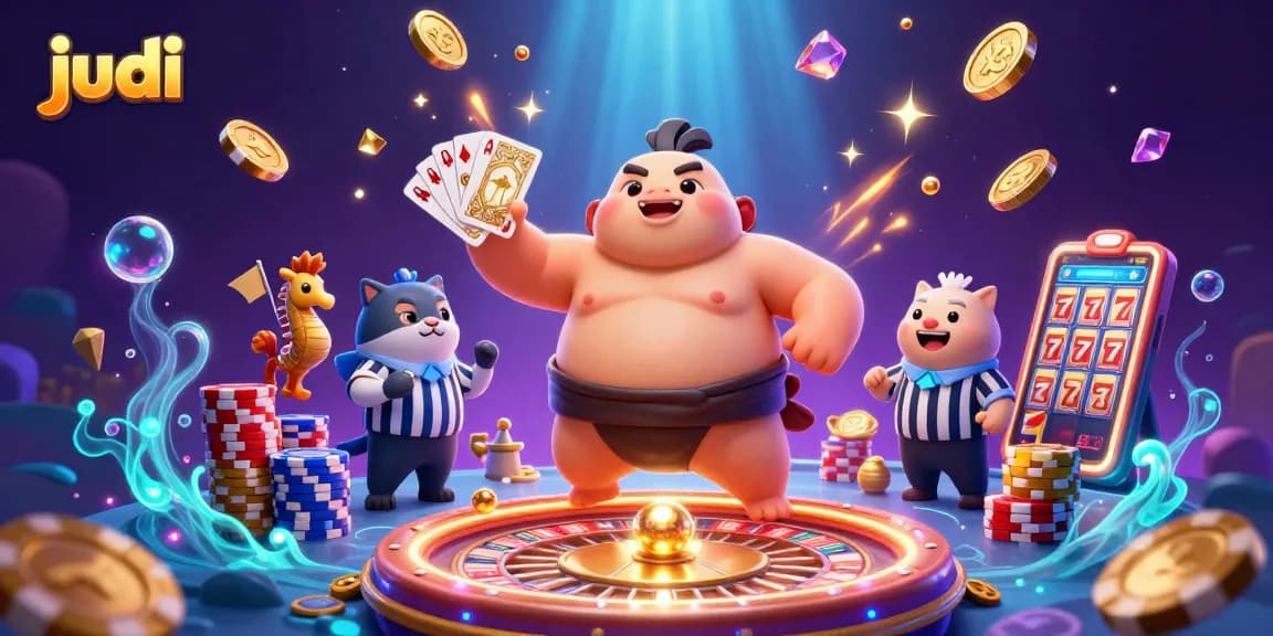 Spin to win with judi in this vibrant underwater casino scene featuring a fugu and catfish.