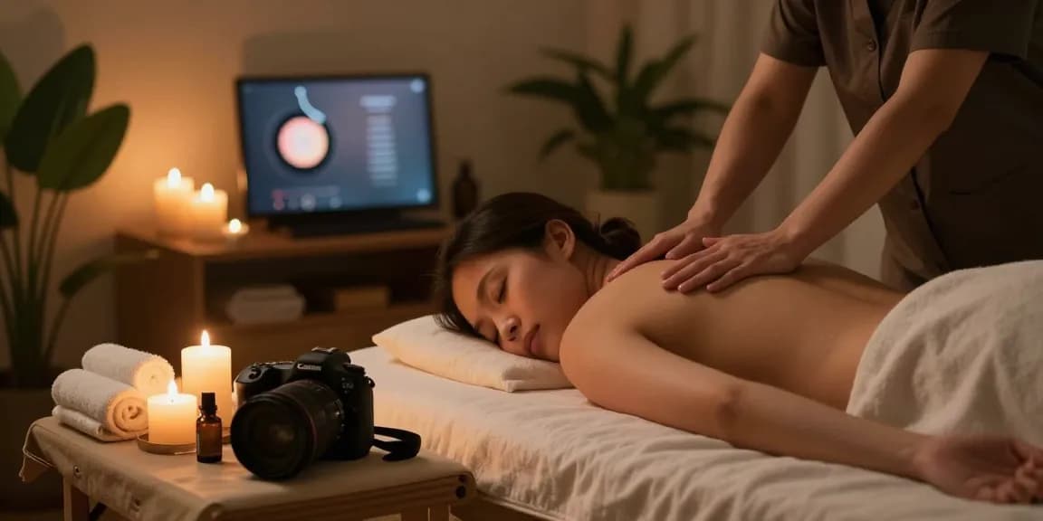 Experience 부천출장안마 with a soothing home massage atmosphere, candles, and essential oils.