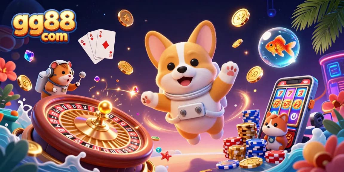 Experience gaming excitement at gg88 com with a dynamic 3D illustration of a space casino adventure.