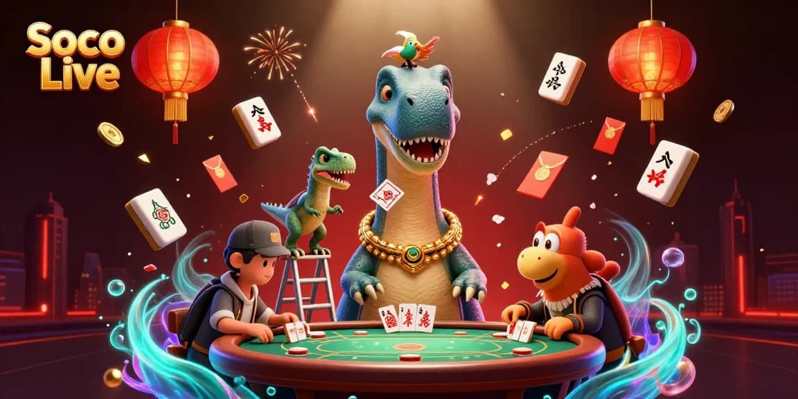 Soco Live showcases vibrant casino excitement with animated characters amid dynamic gaming elements.