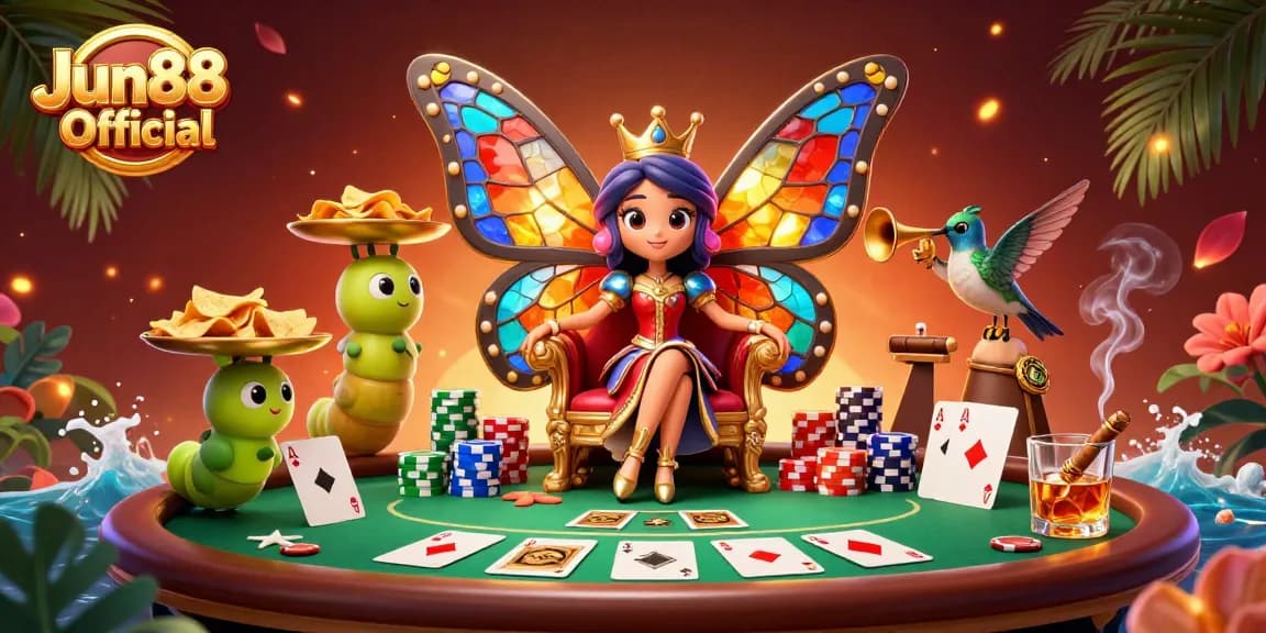 Join the excitement at Jun88 Official, where the butterfly queen reigns over thrilling poker gameplay with lavish chips and prizes.