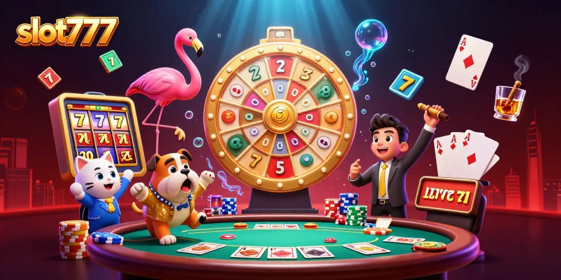Play engaging slot777 games with vibrant characters and a thrilling casino atmosphere.