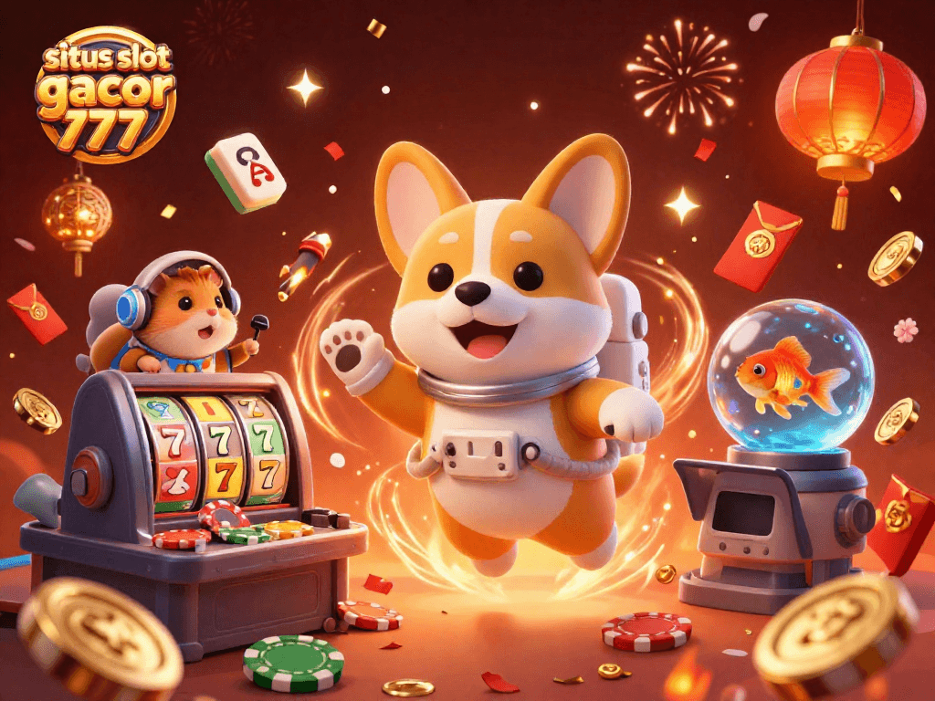 Experience big wins on situs slot gacor 777 with vibrant visuals of a casino in space.