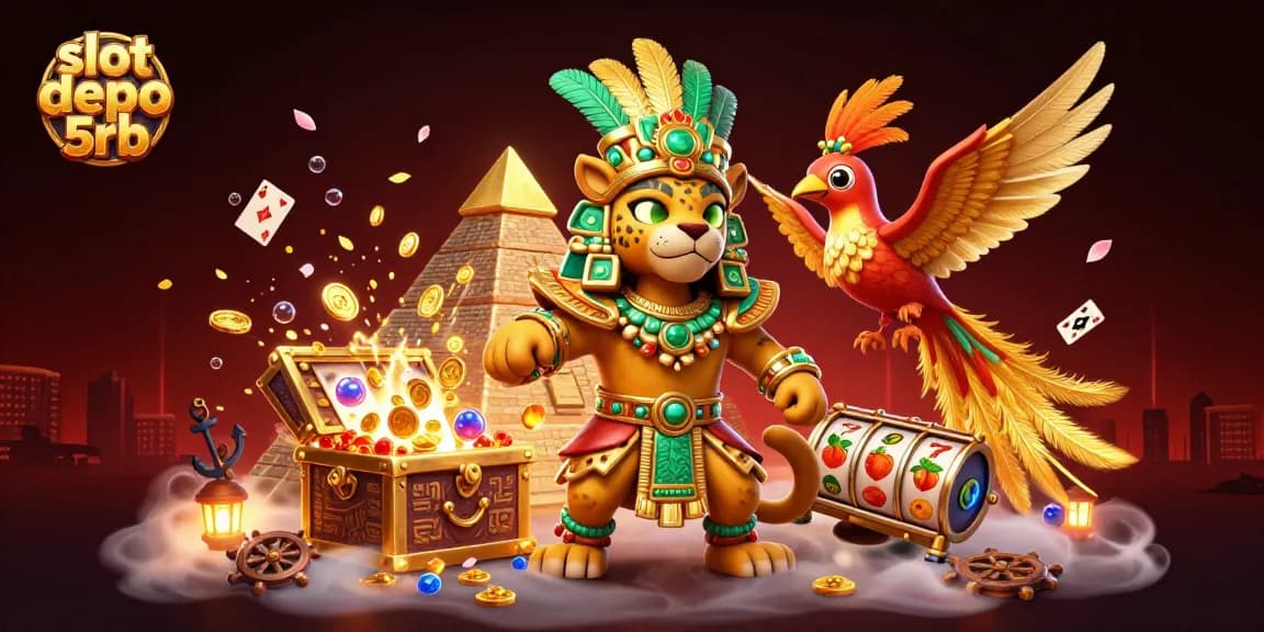 Engage in thrilling gameplay with slot depo 5rb, featuring vibrant 3D characters and dynamic casino elements.
