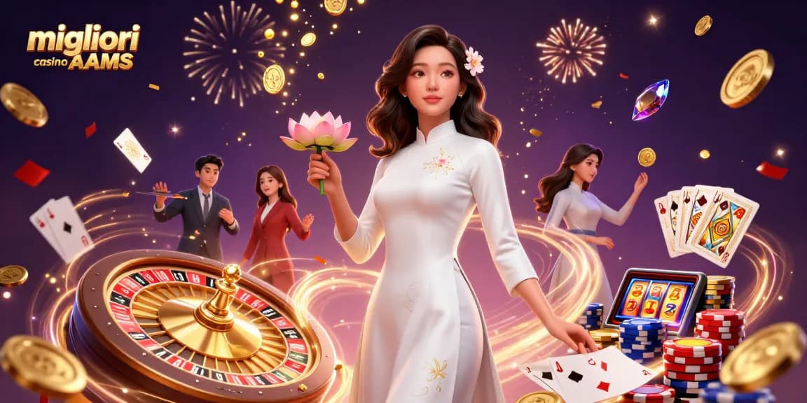 Scopri l'emozione dei migliori casino non AAMS con elementi vivaci che mostrano giochi e premi.