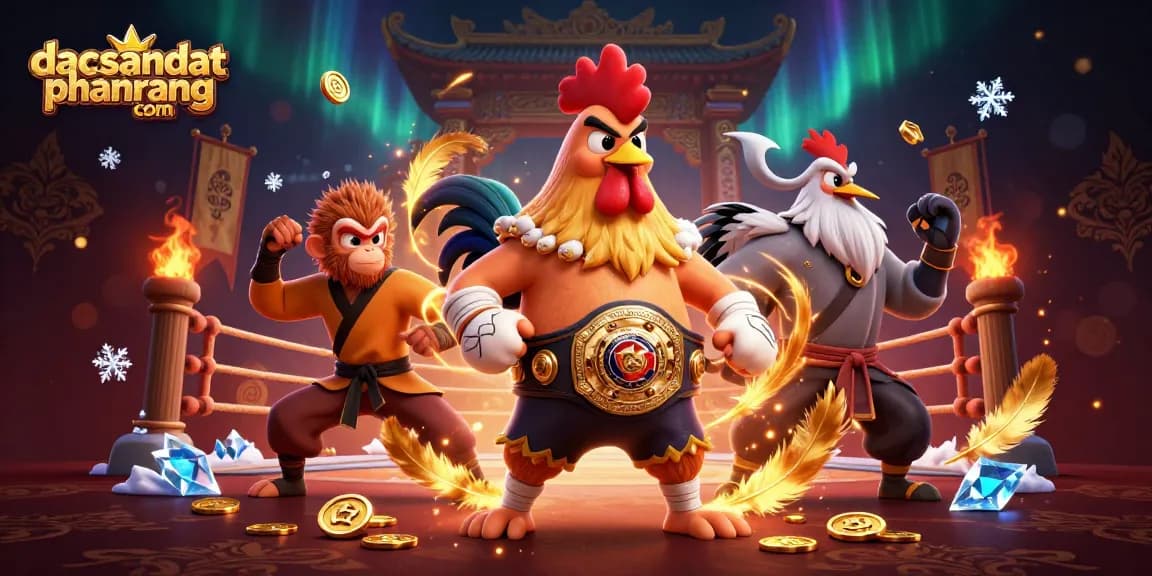 Experience thrilling gameplay at dacsandatphanrang com with dynamic 3D casino illustrations showcasing unique characters.