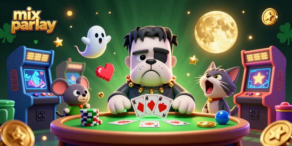 Menggandakan peluang dengan mix parlay di NAGAHITAM303, ilustrasi berwarna yang menggugah selera perjudian.