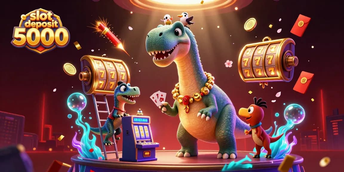 Experience the excitement of slot deposit 5000 with towering brontosaurus and dynamic gameplay elements.