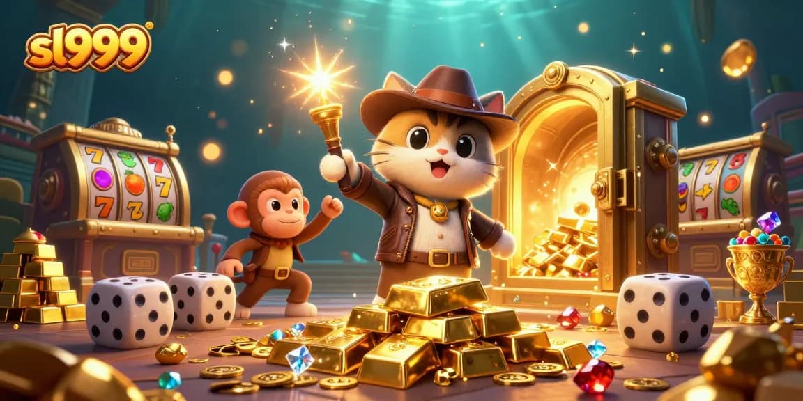 Engage with sl999 and spin the reels for big wins in this colorful casino scene.