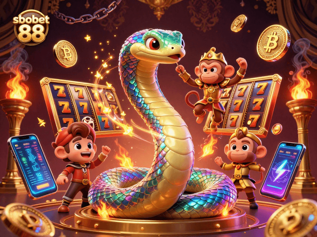 Experience sbobet 88 casino action with vibrant characters and dynamic slot elements.