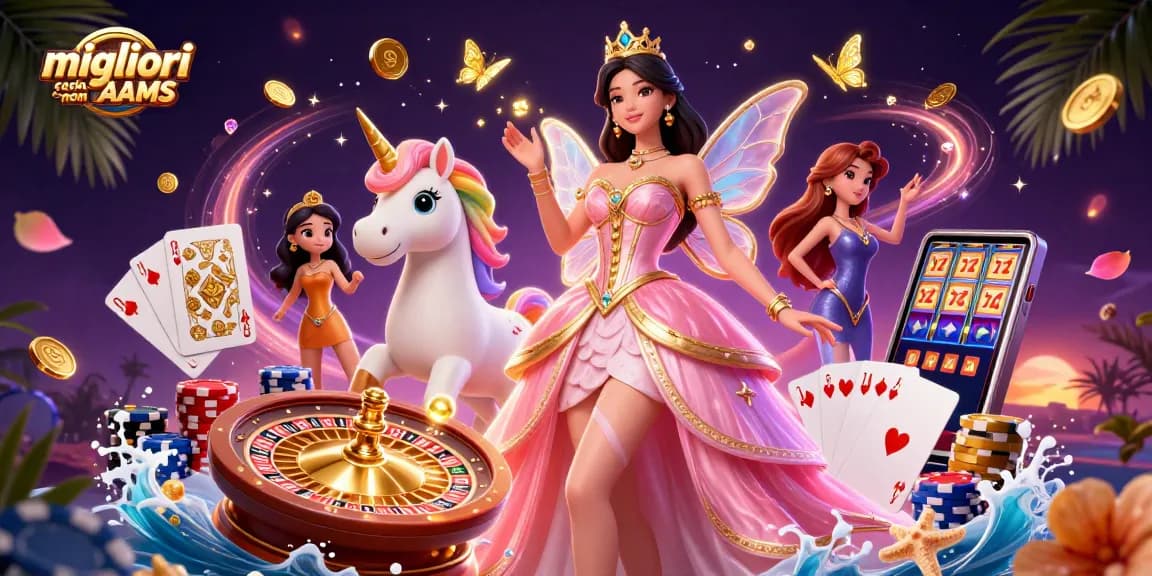 Scopri l'emozione dei migliori casino non AAMS con questa vibrante illustrazione di un casino 3D.