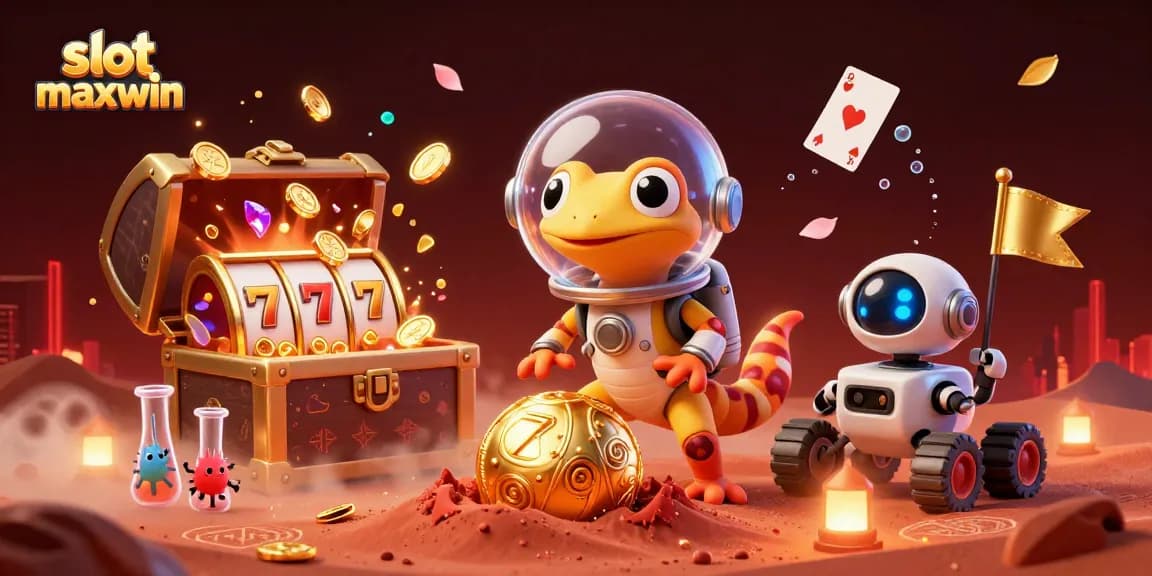 Spin and win big on slot maxwin with vibrant characters discovering a hidden casino treasure.