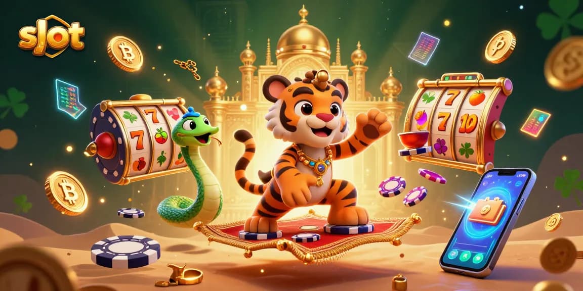 Rasakan keseruan bermain slot dengan Sultan harimau yang bersila di karpet poker di tengah lautan simbol keberuntungan.