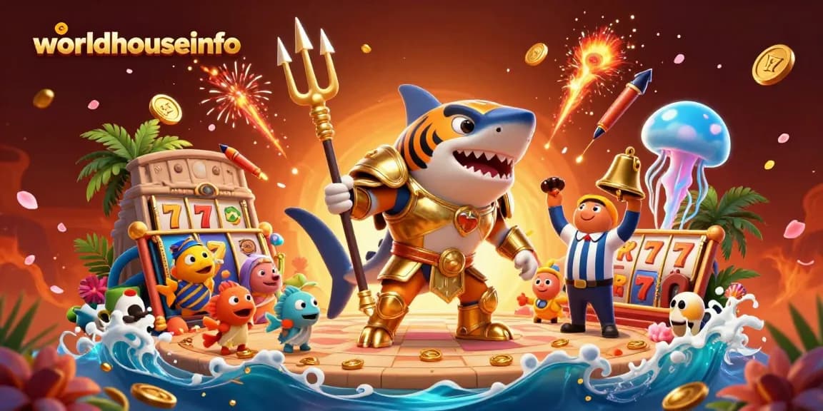 Experience fast-paced action at worldhouseinfo with an exciting tiger shark gladiator in a dynamic casino scene.