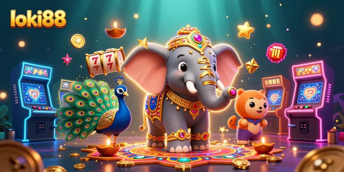 Play exciting slots with loki88 featuring vibrant characters, colorful machines, and casino excitement.