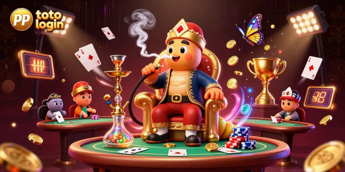 Experience seamless gaming with pp toto login and engaging poker elements in a vibrant casino illustration.