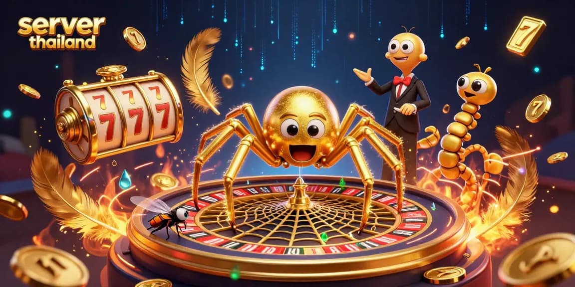 Place bets in a vibrant 3D illustration, showcasing server thailand elements alongside exciting casino imagery.