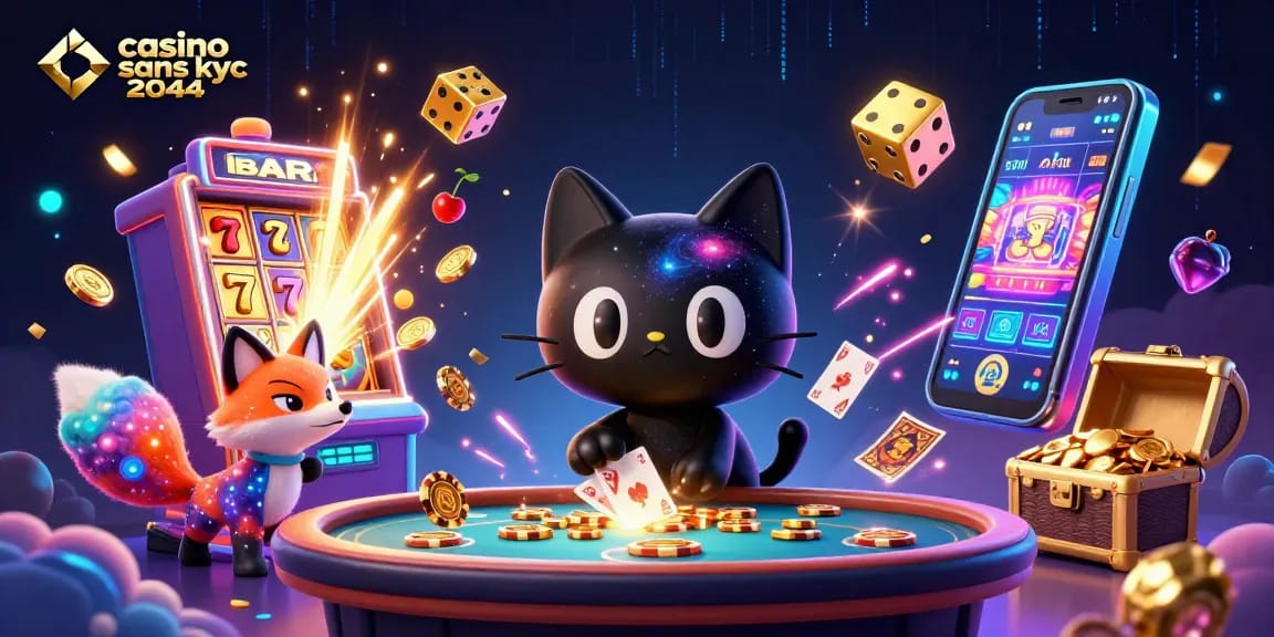 Expérimentez l'adrénaline des jeux dans ce casino sans kyc 2044 avec une illustration captivante d'une scène ludique.