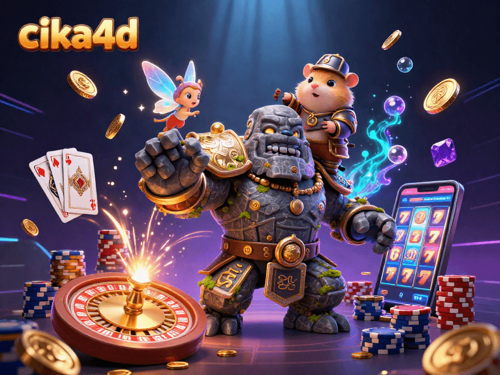 Experience thrill with cika4d's animated stone guardian, fairy magic, and sparkling casino treasures.