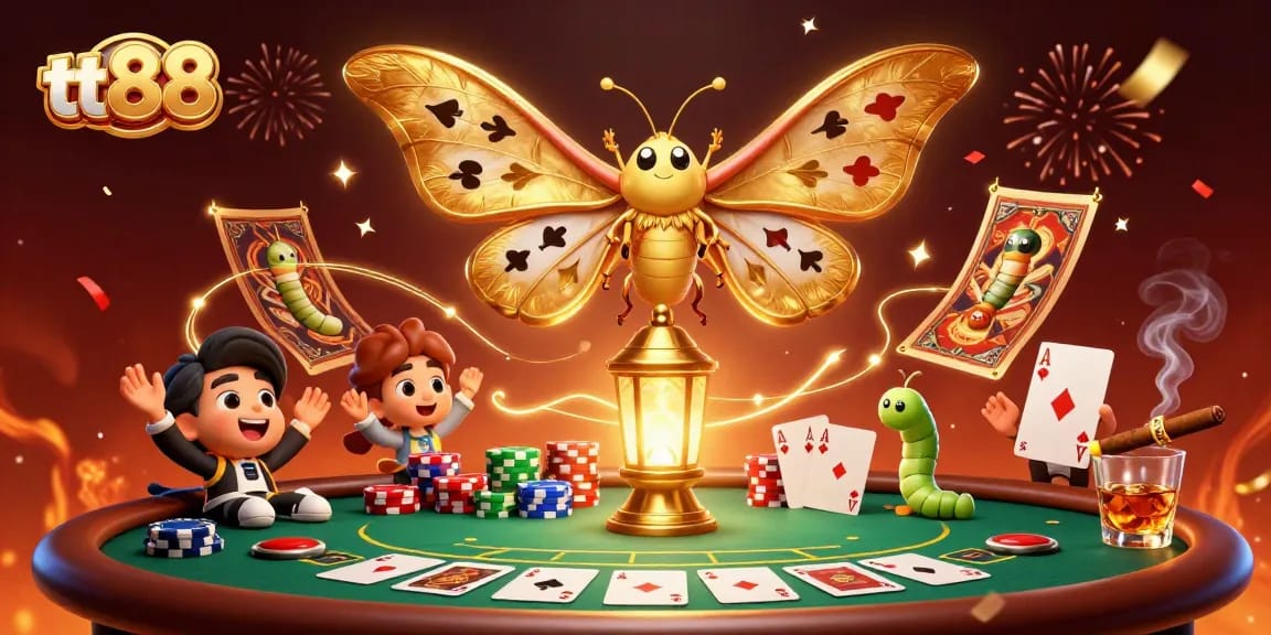 Experience thrilling gaming with tt88 in this vibrant 3D casino scene, featuring dynamic poker elements.