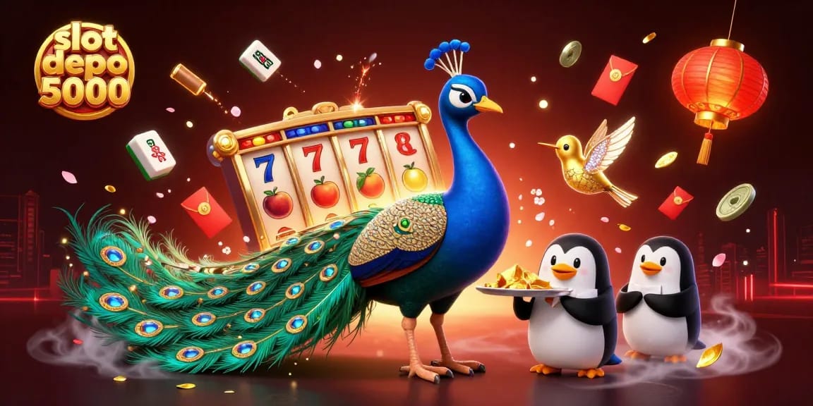 Experience the excitement of slot depo 5000 with vibrant characters and dynamic casino elements.