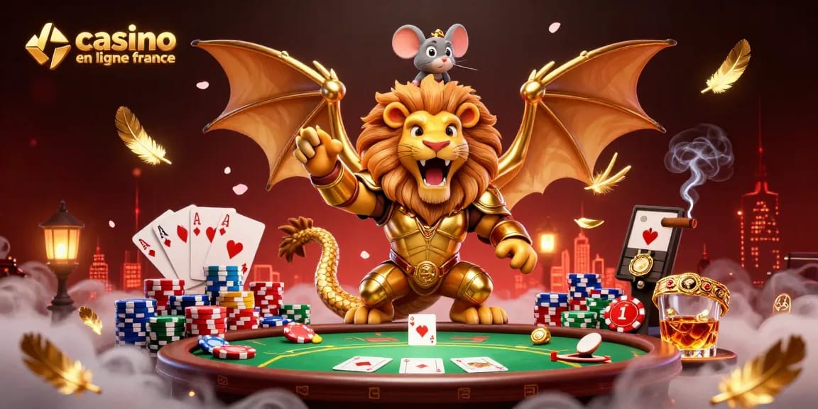 Participez à une action palpitante au casino en ligne France avec des éléments de poker distinctifs et une atmosphère dynamique en 3D.