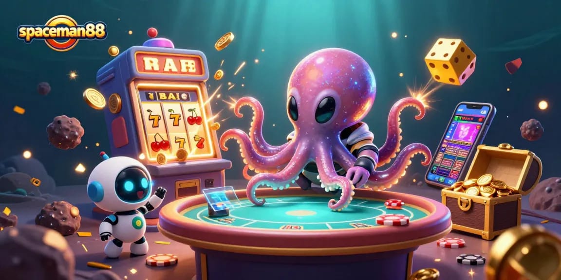 Engage with spaceman88's action-packed slot game featuring vibrant alien characters and cosmic elements.