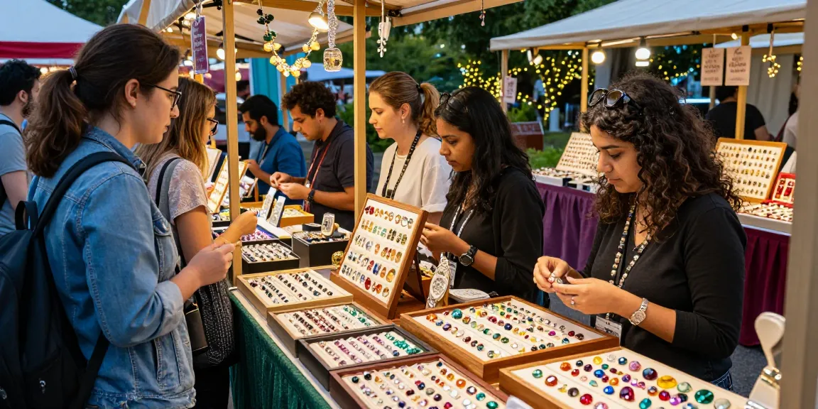 Customers exploring high-quality gemstones at https://www.mygemspot.com vibrant marketplace.