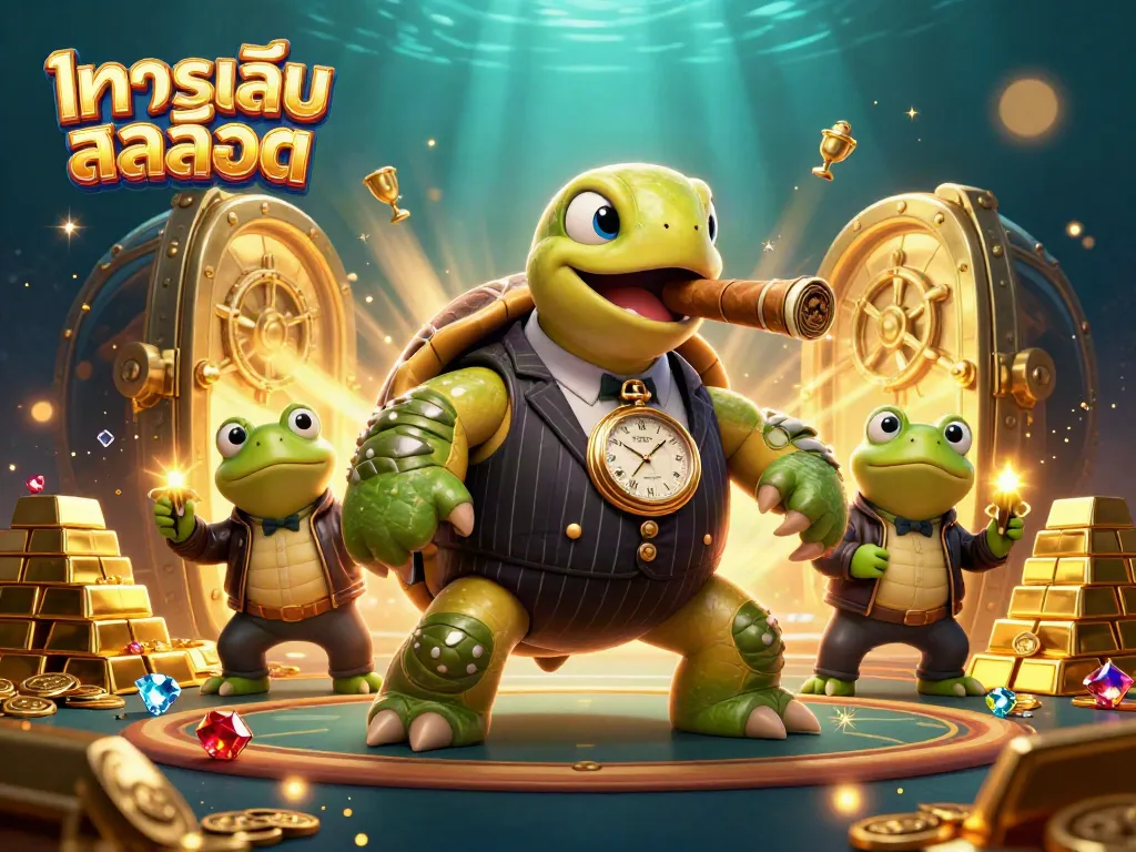 ทดลองเล่นสล็อต ในภาพวาด 3D ที่มีเต่าและกบในคาสิโน