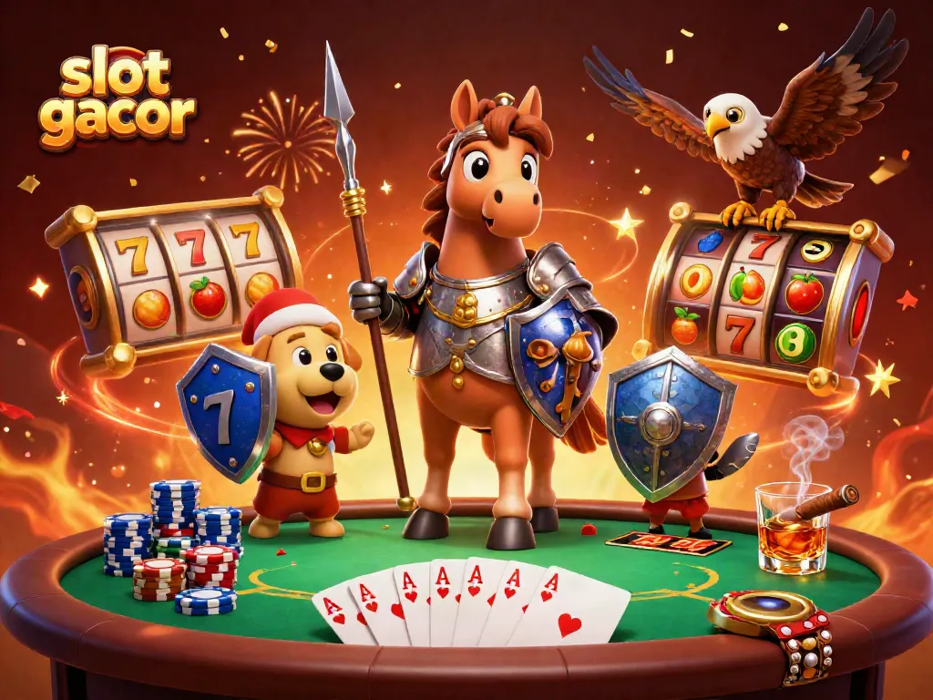 Menangkan slot gacor dengan mesin slot kaya simbol buah dan jackpot berkilau dalam suasana meriah.