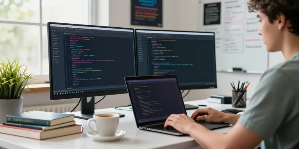 Workspace displaying developer checking open-source apps h5.2113.net.