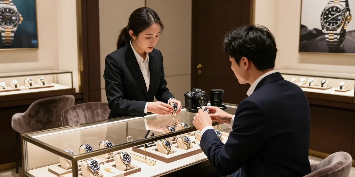 Explore exquisite Rolex super clone watches displayed in an upscale boutique, highlighting luxury and craftsmanship.
