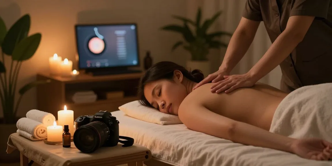 Experience 부천출장안마 with a soothing home massage atmosphere, candles, and essential oils.