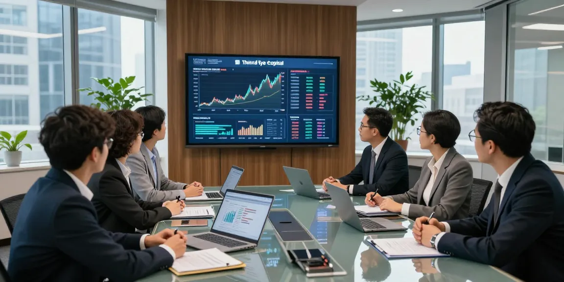 Collaborative team reviewing financial strategies for Third Eye Capital in a modern conference room