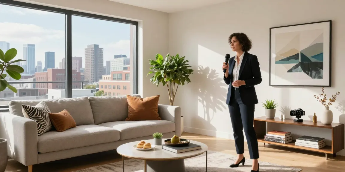 Chic apartment interior with real estate agent showcasing features, inviting atmosphere for coventryat7.co.uk