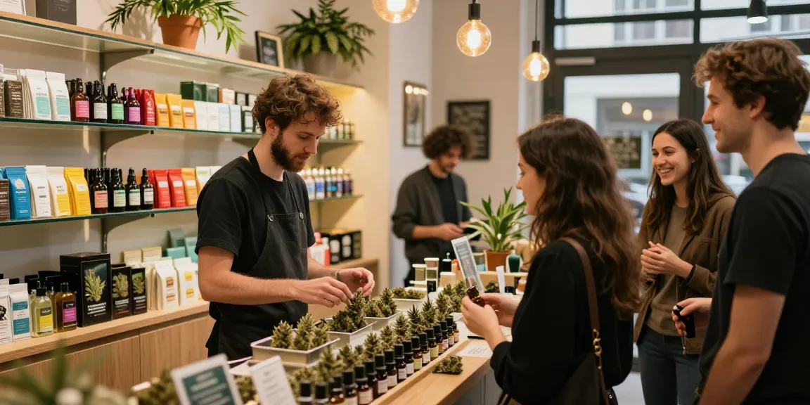 Where Can I Buy Weed legally In Düsseldorf? Best Guide in a colorful dispensary with knowledgeable staff assisting customers.