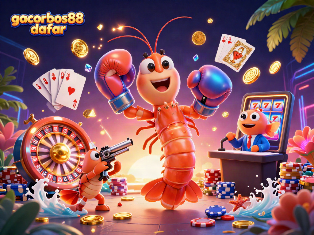 Join the excitement with gacorbos88 daftar at this vibrant casino scene featuring fun characters!