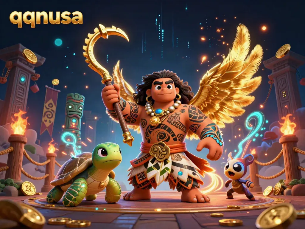 Experience thrilling adventures at qqnusa with a vibrant Polynesian-inspired casino scene.