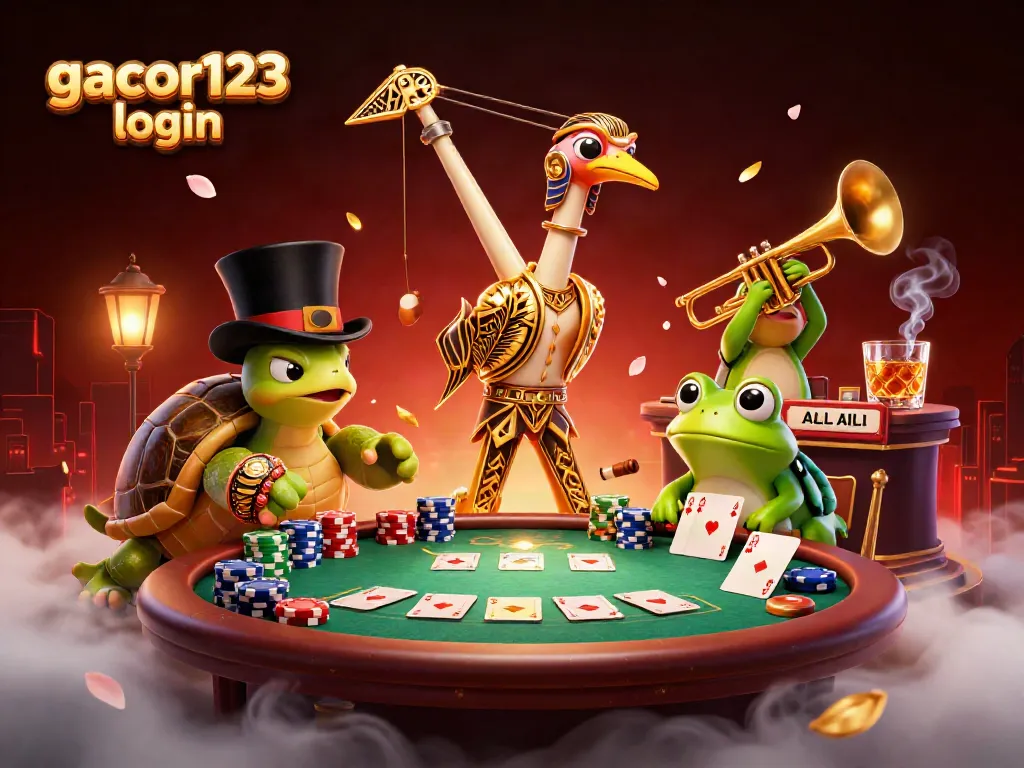 Join the excitement at gacor123 login with vibrant gaming characters and poker elements in an energetic scene.