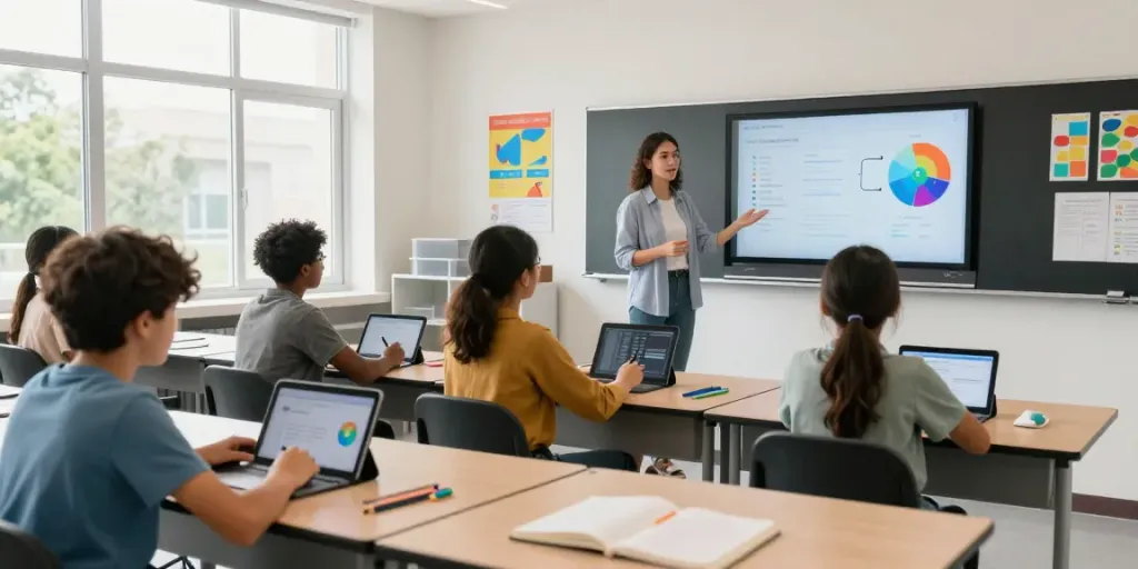Students utilizing rokok88 login for interactive digital learning in a modern classroom.