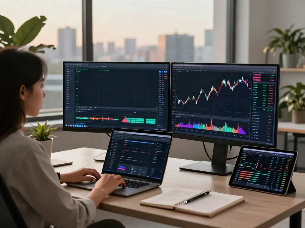 Real-time Forex historical data API analysis in modern crypto trading workspace with sleek technology.