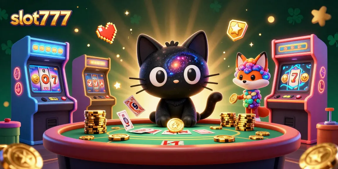 Experience the thrill of slot777 with a captivating cat and fox at a cosmic casino!