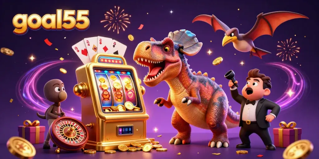 goal55 sedang memicu jackpot dengan kepala pachycephalosaurus di mesin slot emas