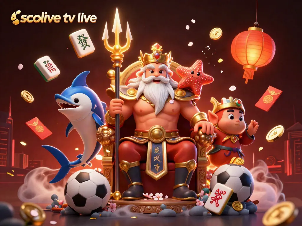 Experience thrilling sports action with socolive tv live, featuring a vibrant 3D scene of Neptune and gaming elements.